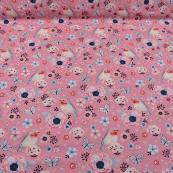 Baumwolle Webware Rotkehlchen rosa