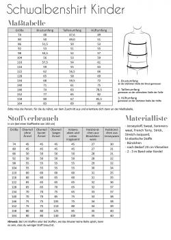 Preview: Papierschnittmuster Schwalbenshirt Kinder