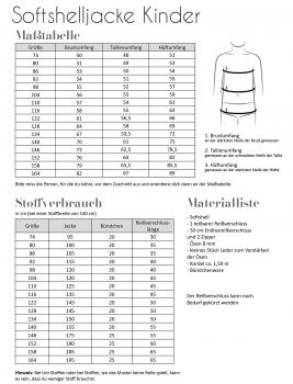 Papierschnittmuster Softshelljacke Kinder