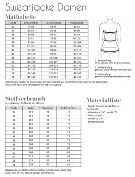 Preview: Papierschnittmuster Sweatjacke Damen