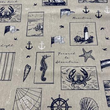 Dekostoff Emma Maritim Leinenlook