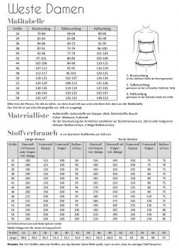 Preview: Papierschnittmuster Weste Damen