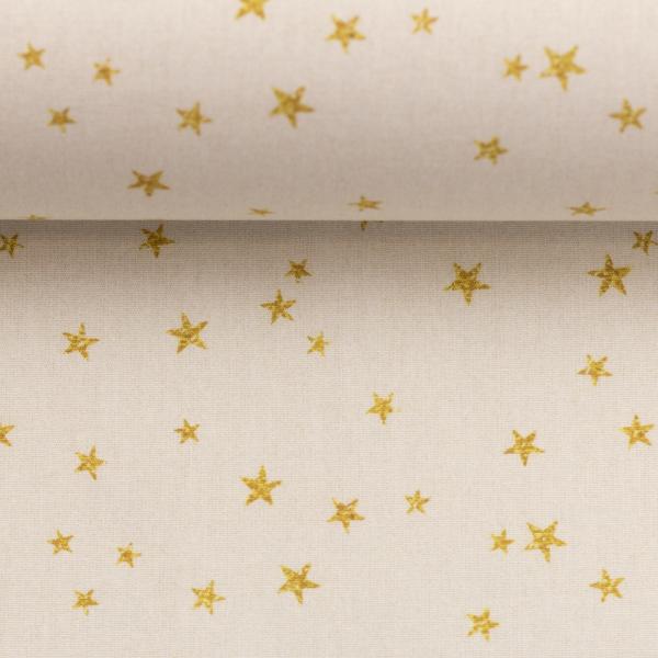 Baumwoll Druck Weihnachten Creme/Gold