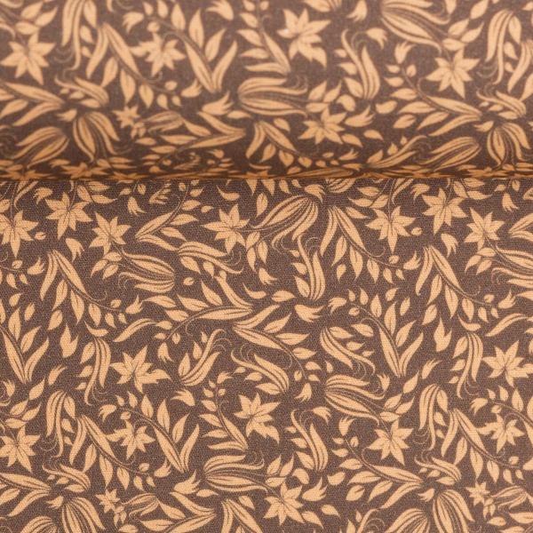 Baumwoll Druck Floral Blumen braun