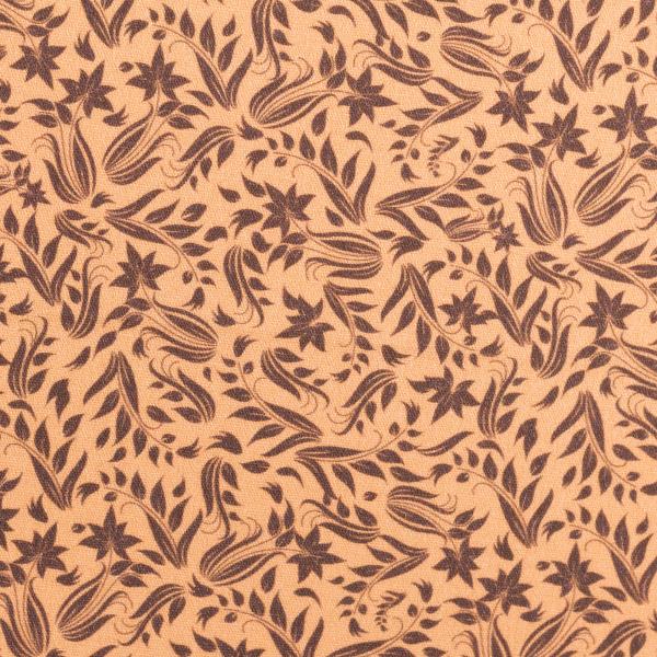 Baumwoll Druck Floral Blumen hellbraun
