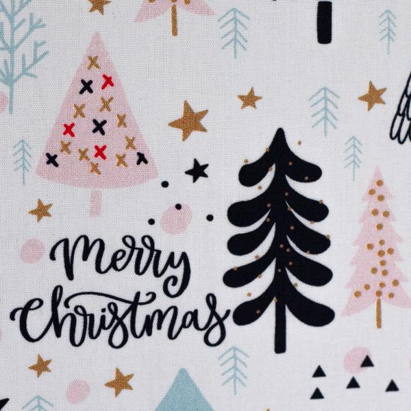 Baumwolle Noel Tannenbäume auf Weiß