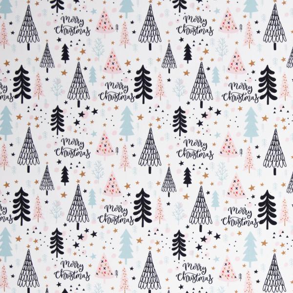 Baumwolle Noel Tannenbäume auf Weiß