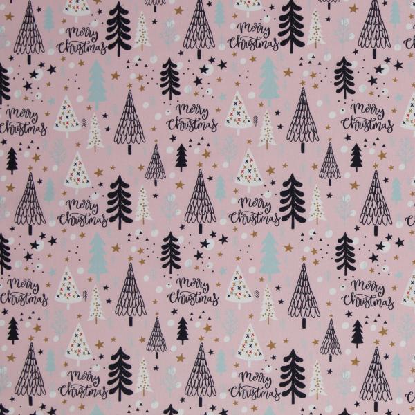 Baumwolle Noel Tannenbäume auf Rosa