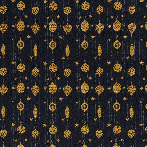 Baumwoll Druck Weihnachten Schwarz/Gold