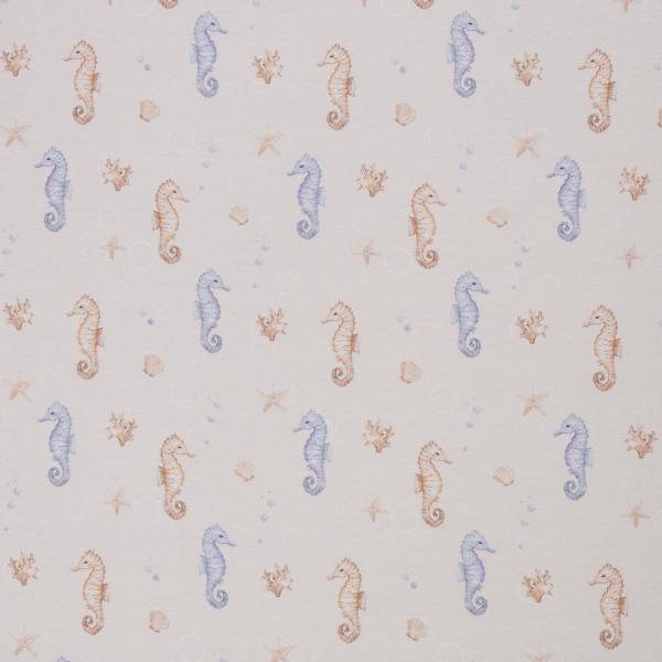Jersey Küstenliebe Seepferdchen beige/blau
