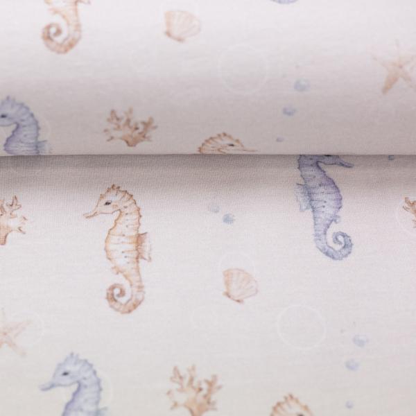 Jersey Küstenliebe Seepferdchen beige/blau