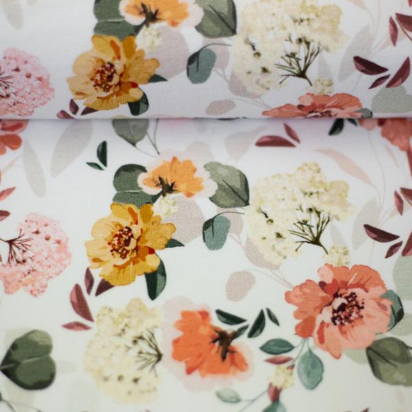 Jersey Berne Floral Blumen weiß