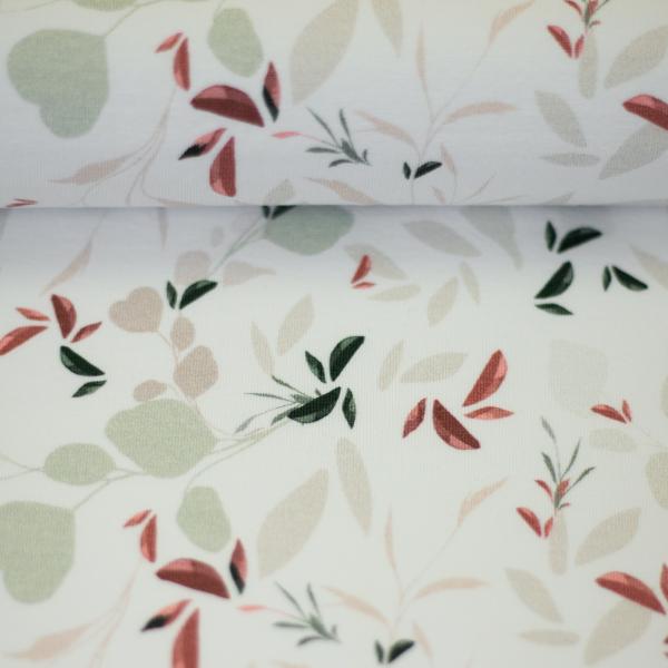 Jersey Berne Floral blätter weiß
