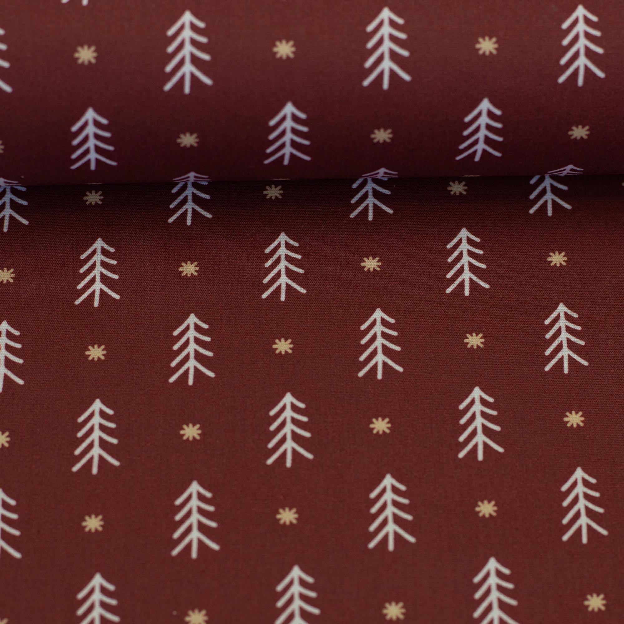 Baumwolle kleine goldene Sterne auf Rot