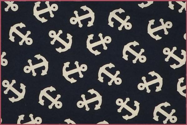 Baumwoll navy - Druck Anker weiß