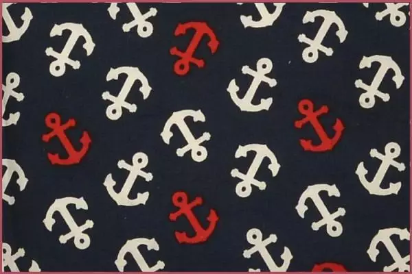 Baumwoll navy - Druck Anker weiß/rot