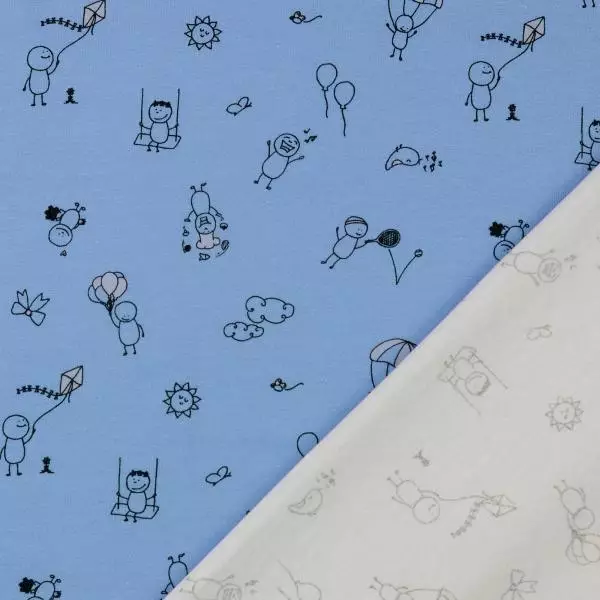 Jersey blau Strichfiguren