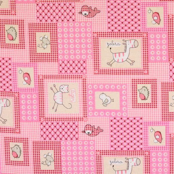 Baumwoll Druck Tiere rosa