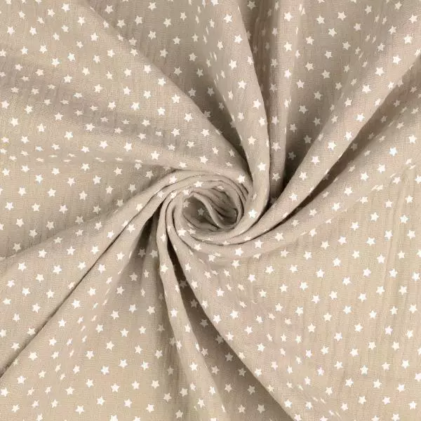 Musselin Double Gauze - Sterne - taupe