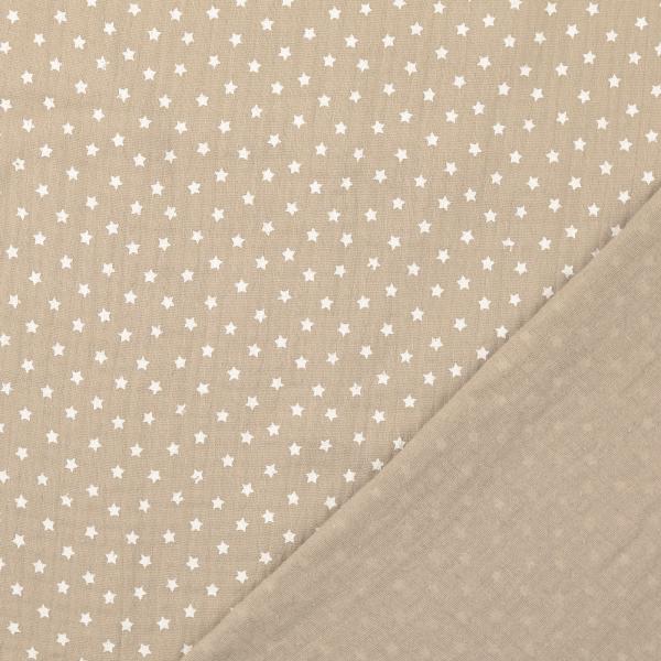 Musselin Double Gauze - Sterne - taupe