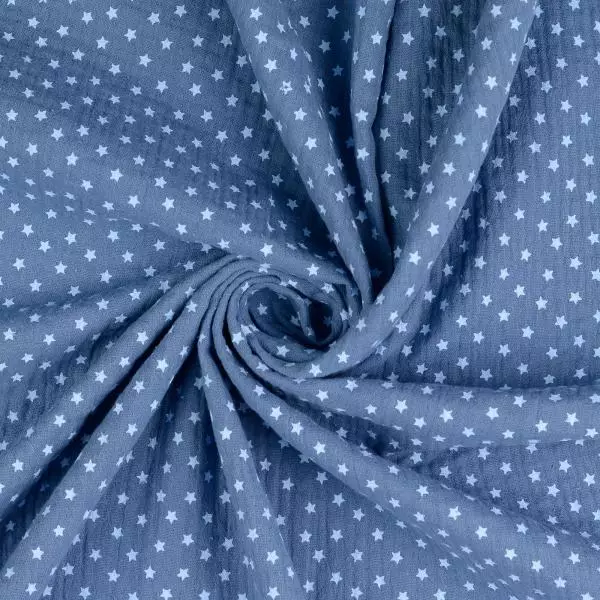 Musselin Double Gauze - Sterne - blau