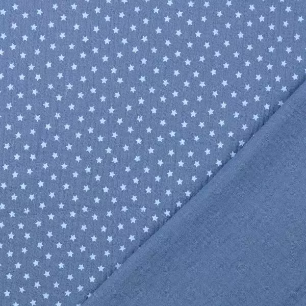 Musselin Double Gauze - Sterne - blau