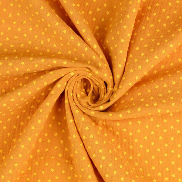 Musselin Double Gauze - Sterne - gelb