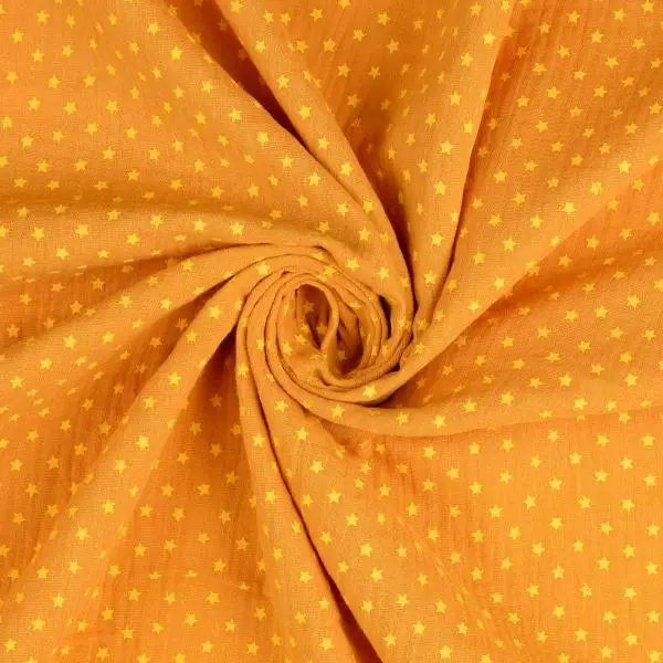Musselin Double Gauze - Sterne - gelb