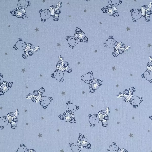 Musselin Double Gauze - Bären blau