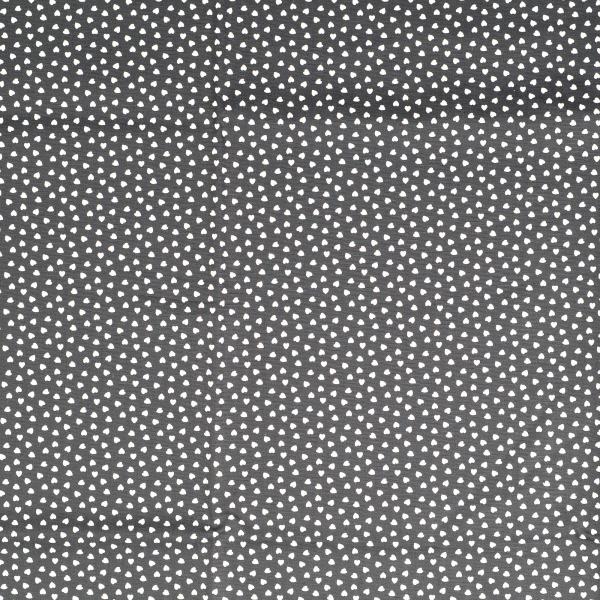 Baumwoll Druck Herzen schwarz