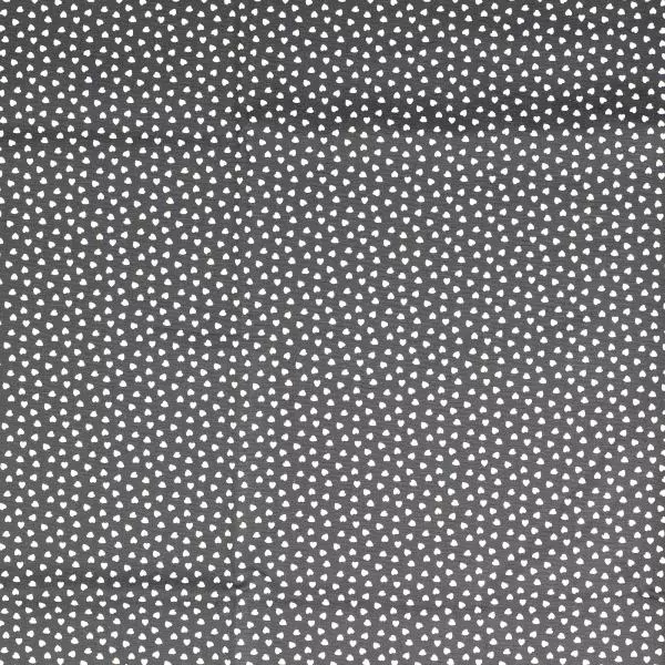 Baumwoll Druck Herzen schwarz