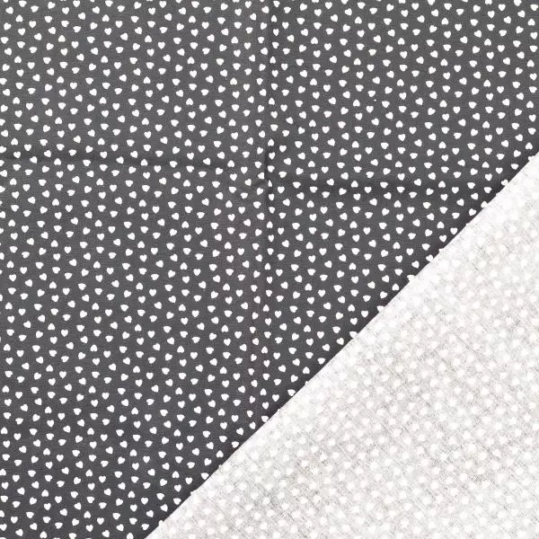 Baumwoll Druck Herzen schwarz