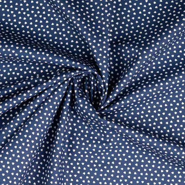 Baumwoll Druck Herzen Navy