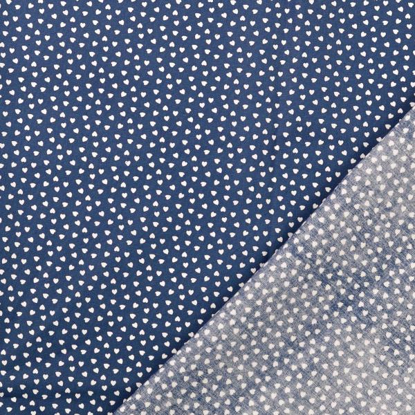 Baumwoll Druck Herzen Navy