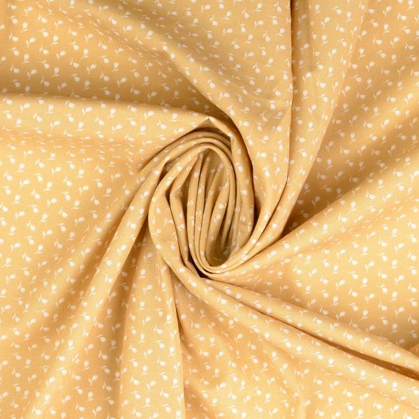 Baumwoll Druck Blumen gelb