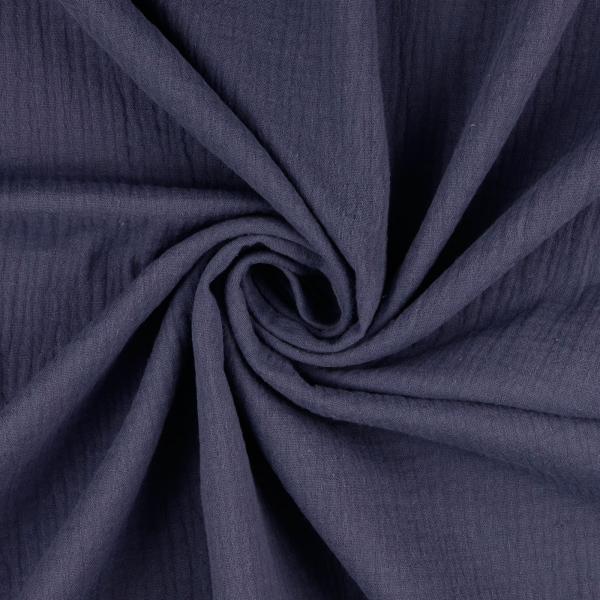 Musselin Double Gauze - Uni - stahlblau