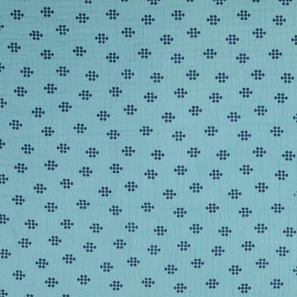Musselin blau Punkte Muster