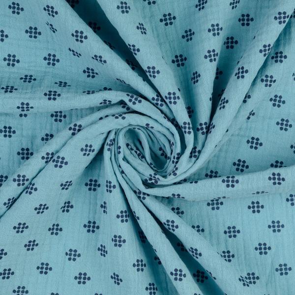 Musselin blau Punkte Muster