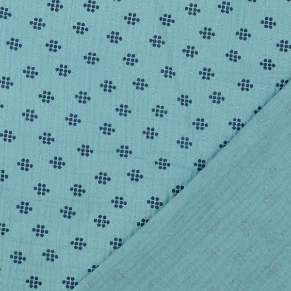 Musselin blau Punkte Muster