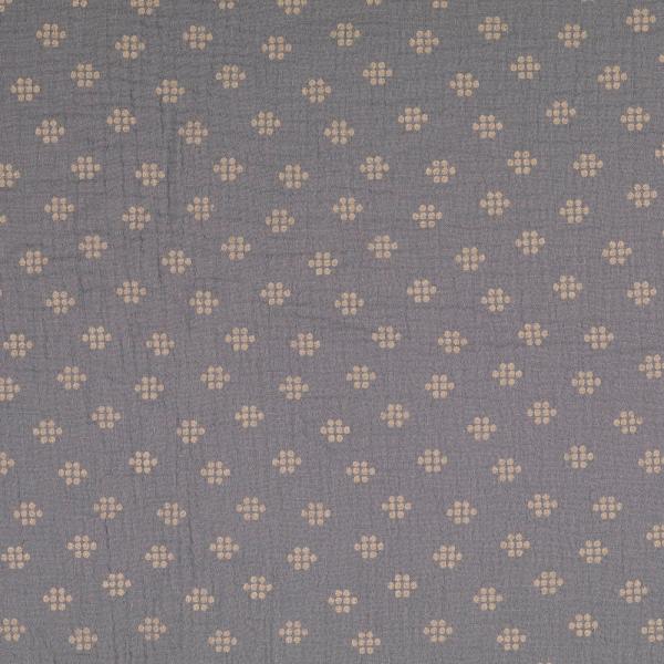 Musselin taupe Punkte Muster