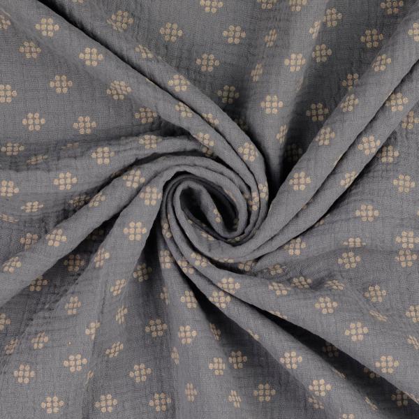 Musselin taupe Punkte Muster