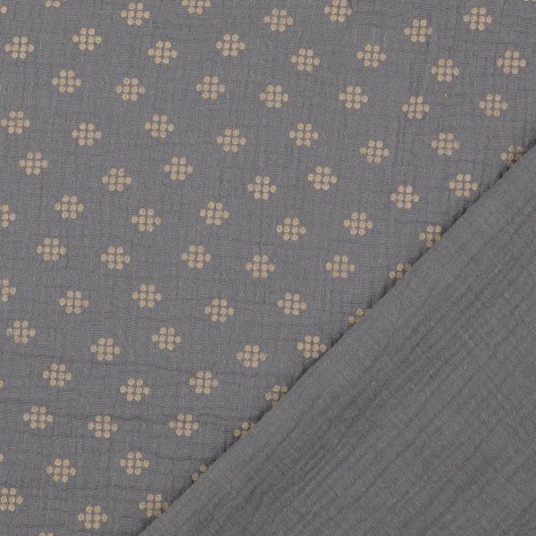Musselin taupe Punkte Muster