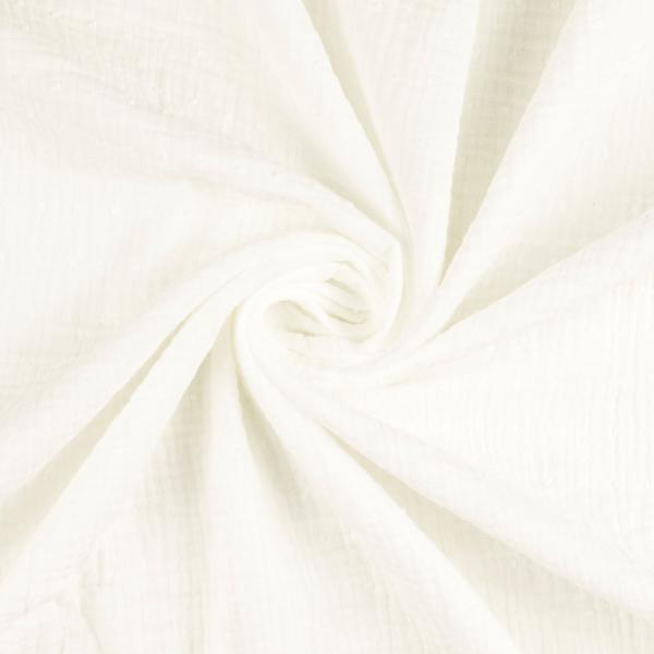 Double Gauze Musselin mit Drops Weiss
