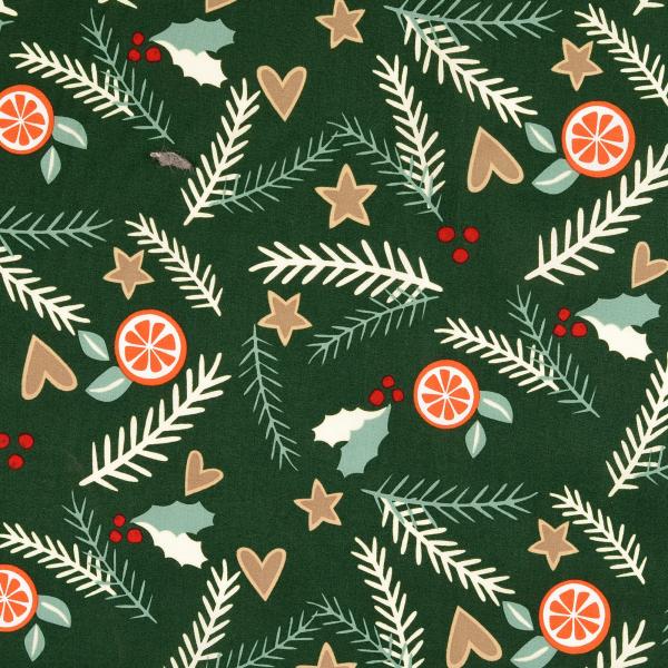 Baumwolle  mit Weihnachten-Motiv Farbe Grün