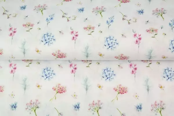Jersey Blumenblüten Weiß