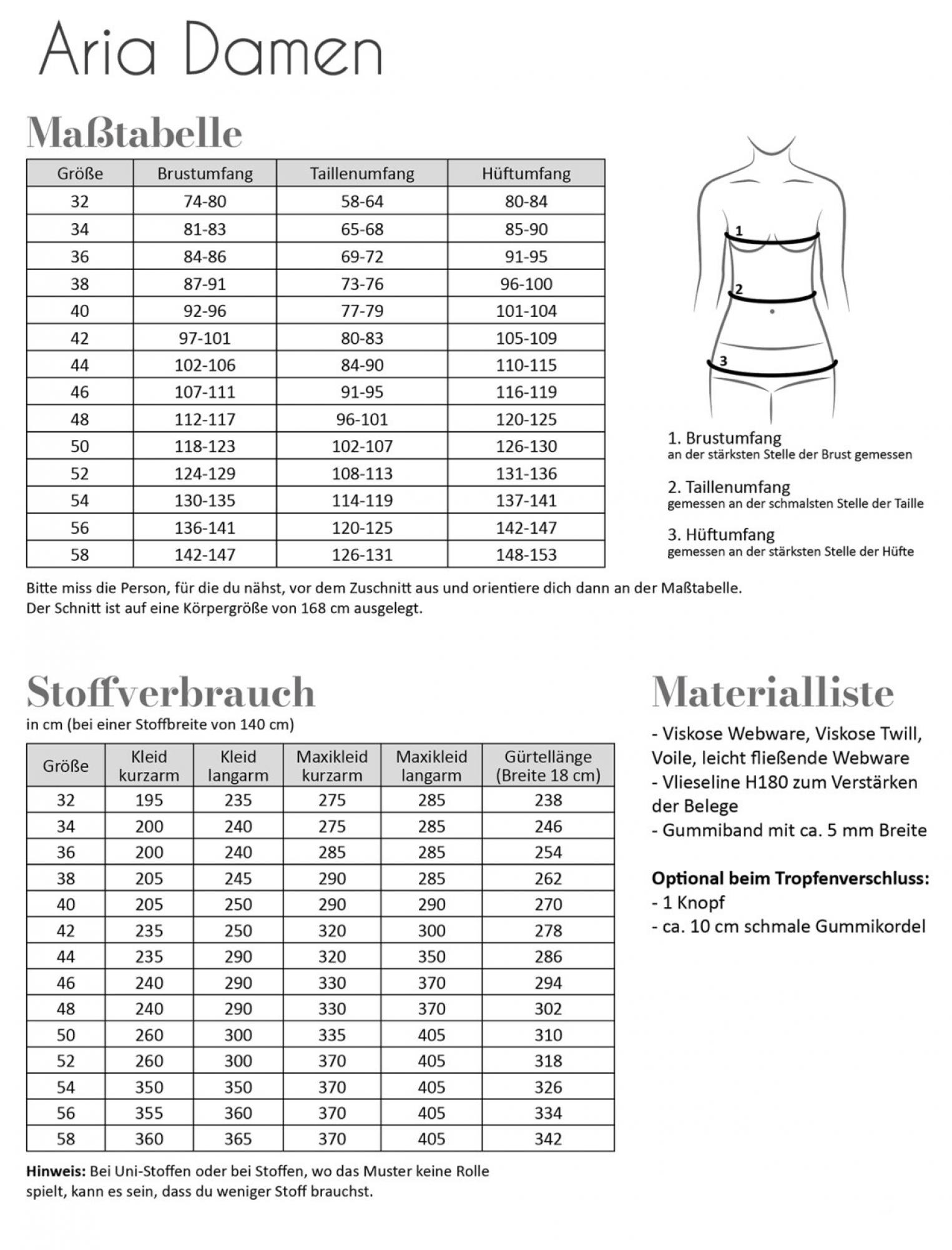 Papierschnittmuster Aria Damen