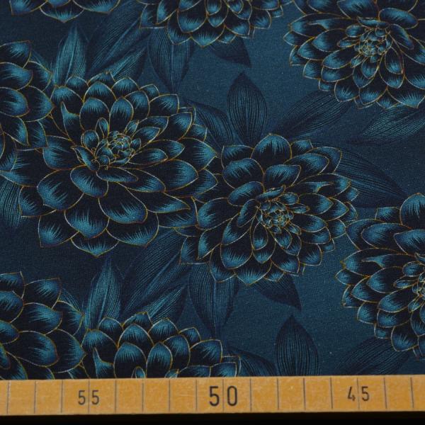 Jersey Madita Floral Blumen klein petrol/schwarz