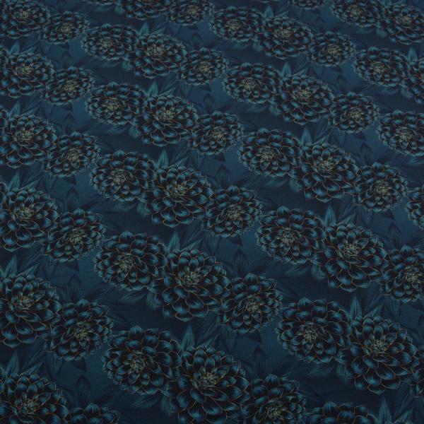 Jersey Madita Floral Blumen klein petrol/schwarz