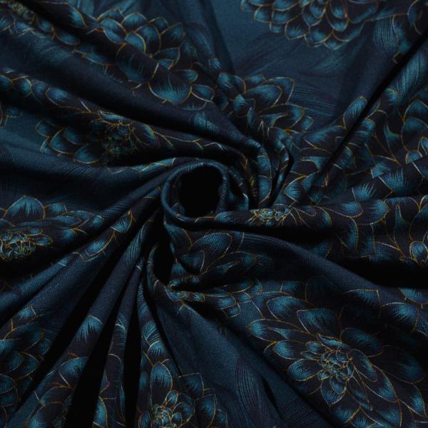 Jersey Madita Floral Blumen klein petrol/schwarz