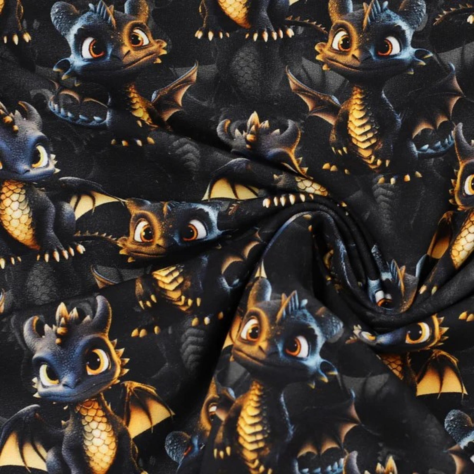 French Terry Black Dragon